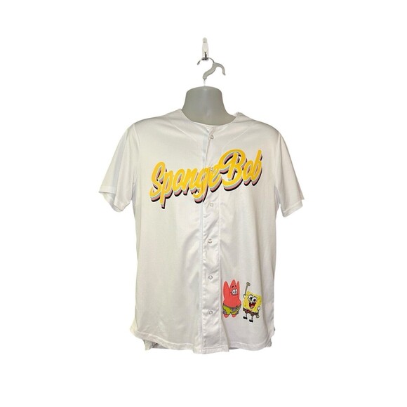 SpongeBob SquarePants Men’s Medium Button Front Athletic Graphic Baseball Jersey - Picture 1 of 3